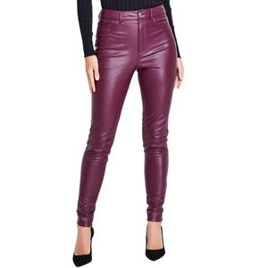 I.N.C International Concepts Womens Faux Leather Casual Trouser Pants, port, 6P